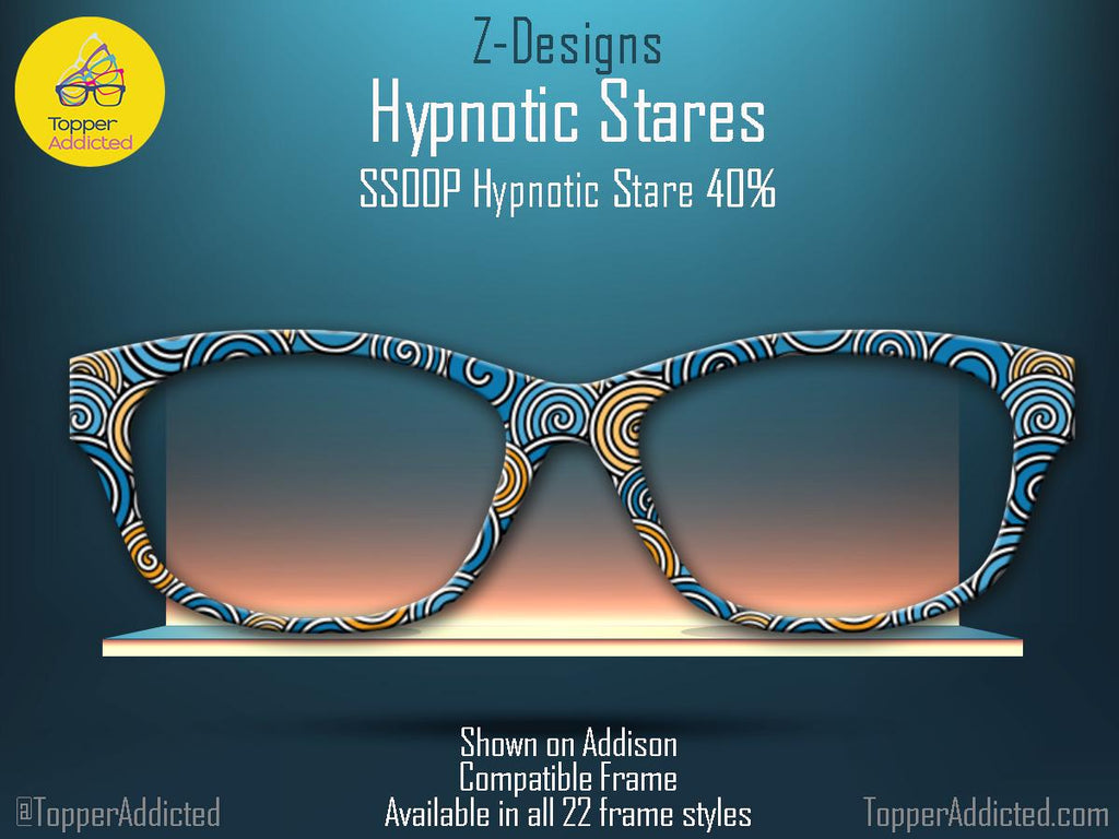 Hypnotic Stares Swirl Patterned Magnetic Accessory for Pair Eyewear on Metal. Bold and colorful Pair Compatible Topper.