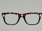 Black, Red and White Argyle - Pair Eyewear Compatible Metal Magnetic Toppers