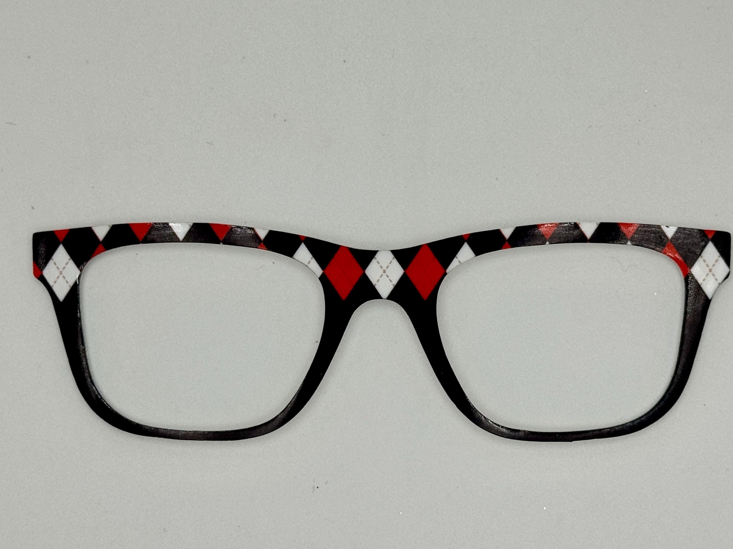 Black, Red and White Argyle - Pair Eyewear Compatible Metal Magnetic Toppers