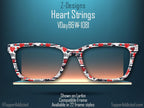 Heart Strings Valentines Day - Pair Eyewear Compatible Magnetic Toppers - Top Frames in Metal Toppers with fast shipping from Texas