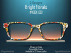 Bright Florals Glasses Frame for Pair Eyewear Compatible Magnetic Toppers - All styles available on Metal Toppers with FAST shipping