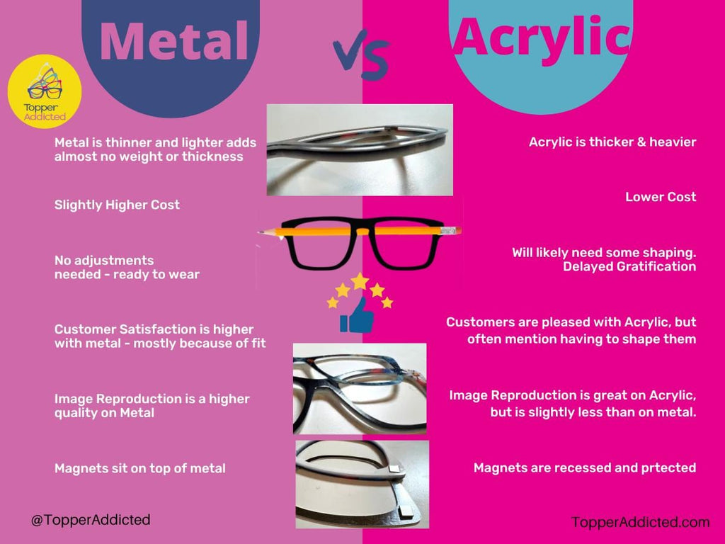 Coffee Break Print Gold and Pink for Pair Eyewear Compatible Metal Magnetic Toppers -Printed on Metal. Fast delivery
