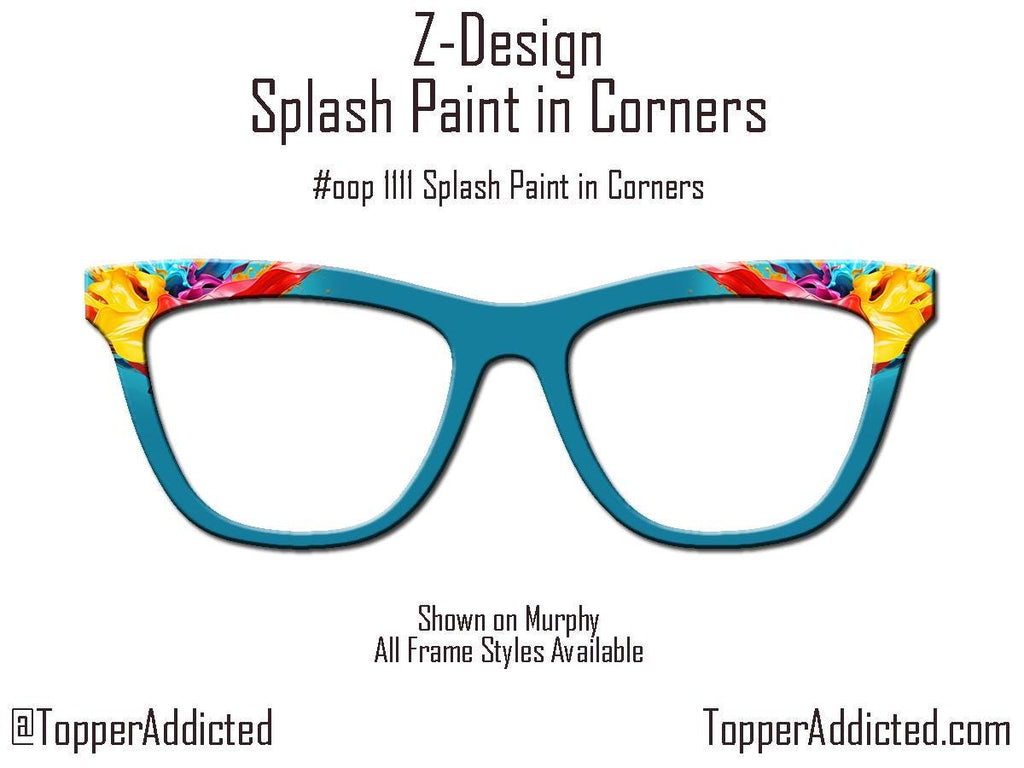 Colorful Splash Paint design Magnetic Glasses Toppers Compatible with Pair Eyewear - Metal Toppers Sublimation Printed. Shipped fast from TX