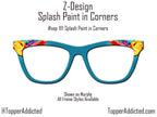 Colorful Splash Paint design Magnetic Glasses Toppers Compatible with Pair Eyewear - Metal Toppers Sublimation Printed. Shipped fast from TX