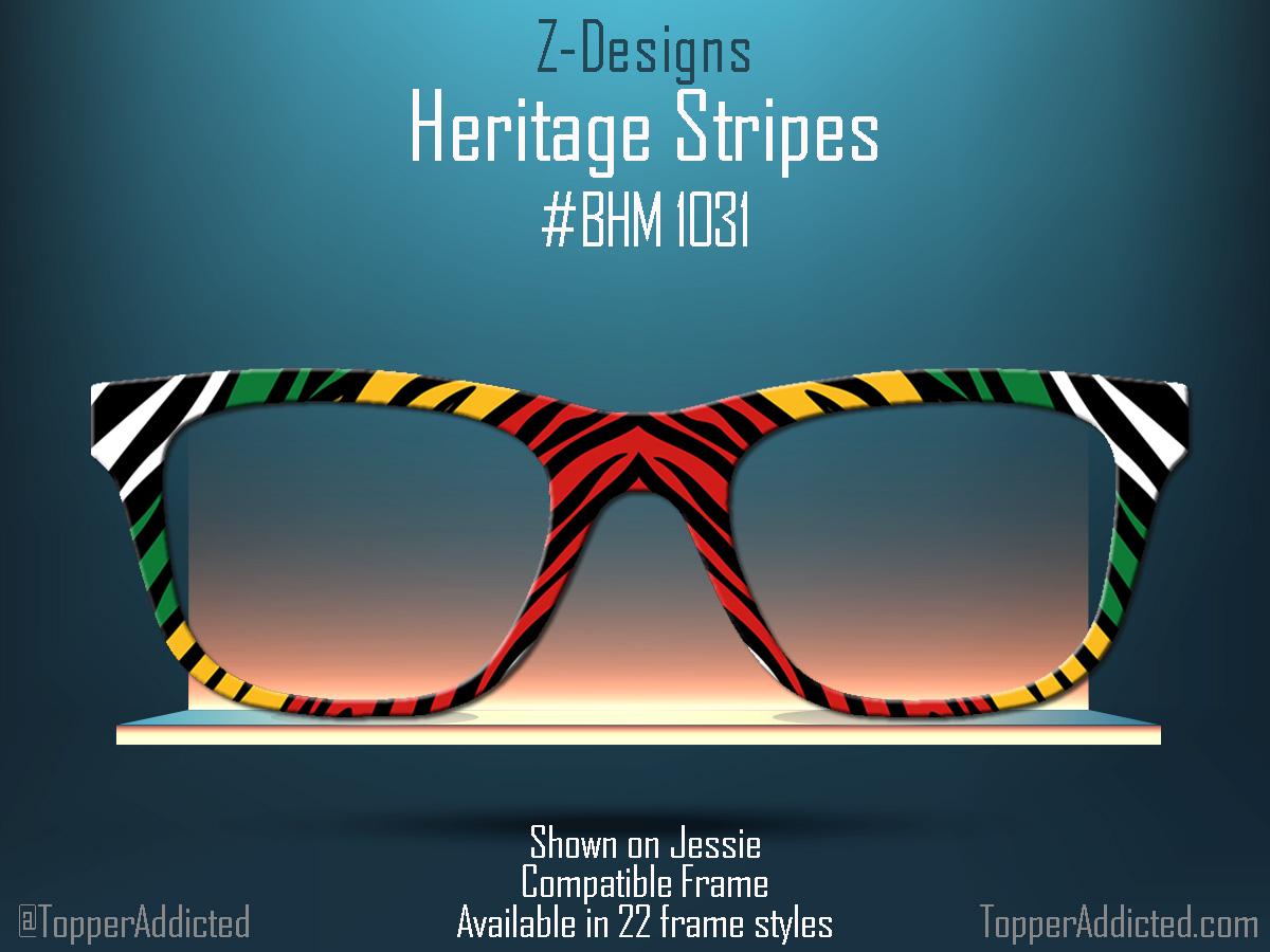 Heritage Stripes Toppers for Pair Eyewear Compatible for All Frames on Metal Toppers. Black History Month Colors. Top Frames for BHM