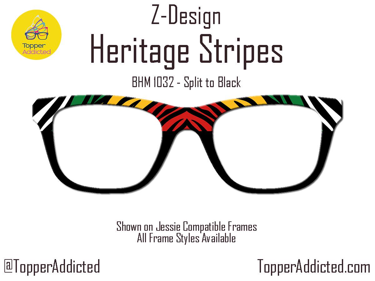 Heritage Stripes Toppers for Pair Eyewear Compatible for All Frames on Metal Toppers. Black History Month Colors. Top Frames for BHM