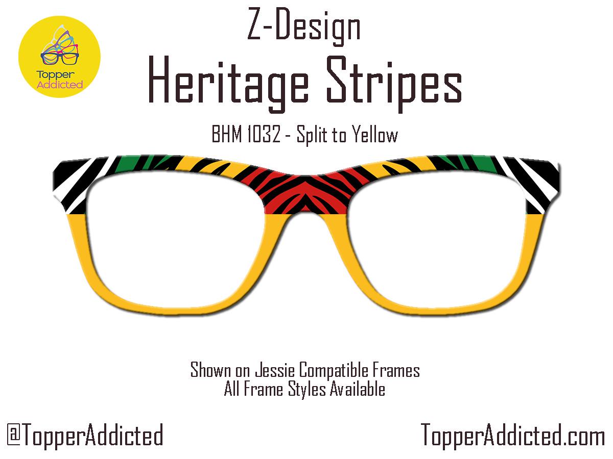 Heritage Stripes Toppers for Pair Eyewear Compatible for All Frames on Metal Toppers. Black History Month Colors. Top Frames for BHM
