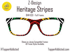 Heritage Stripes Toppers for Pair Eyewear Compatible for All Frames on Metal Toppers. Black History Month Colors. Top Frames for BHM
