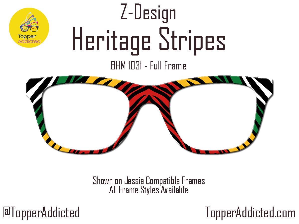 Heritage Stripes Toppers for Pair Eyewear Compatible for All Frames on Metal Toppers. Black History Month Colors. Top Frames for BHM
