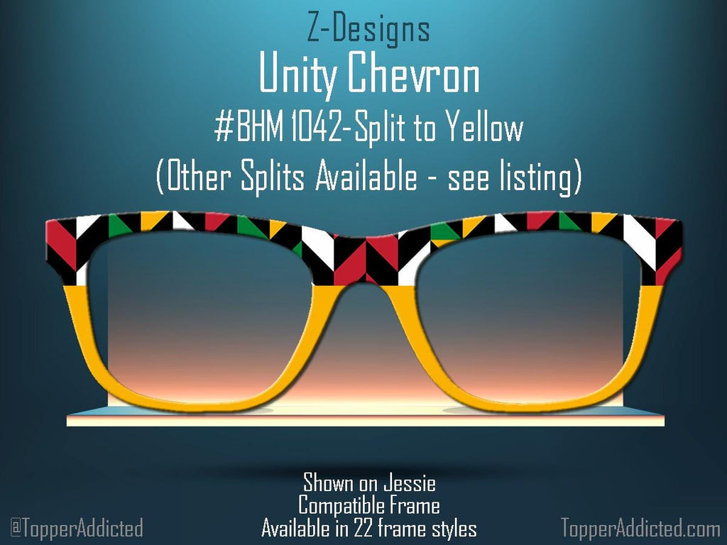 Unity Chevron Toppers for Pair Eyewear Compatible for All Frames Metal Magnetic Frames. Black History Month Design