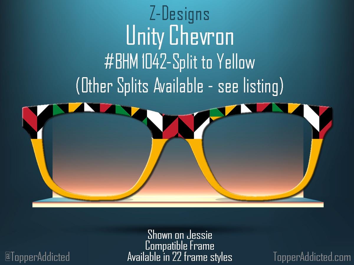 Unity Chevron Toppers for Pair Eyewear Compatible for All Frames Metal Magnetic Frames. Black History Month Design