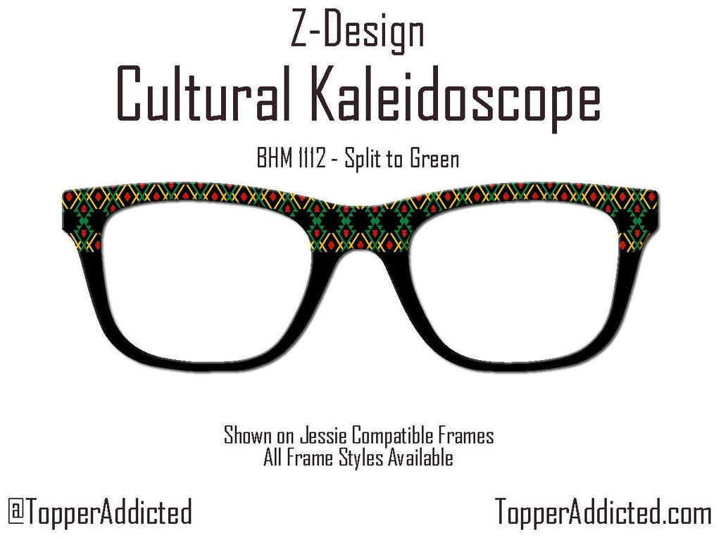 Cultural Kaleidoscope Toppers for Pair Eyewear Compatible for All Frames Available on Metal Toppers. Black History Month Colors.