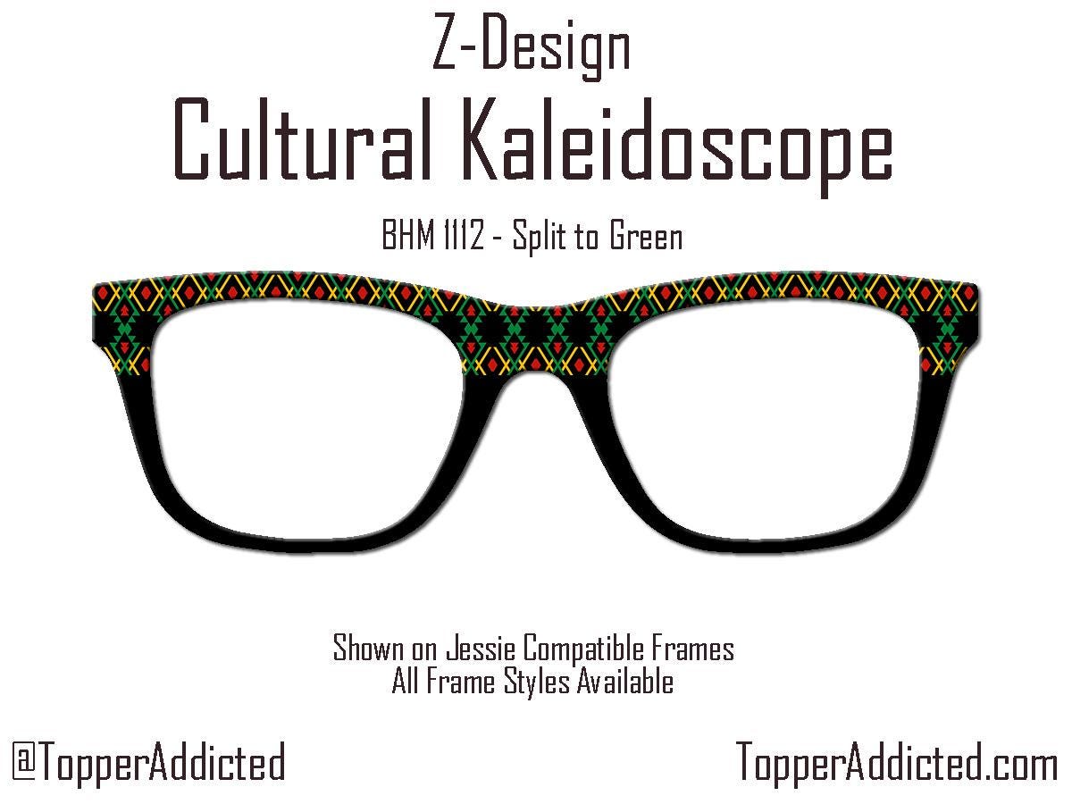 Cultural Kaleidoscope Toppers for Pair Eyewear Compatible for All Frames Available on Metal Toppers. Black History Month Colors.