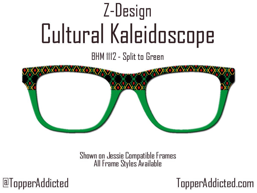 Cultural Kaleidoscope Toppers for Pair Eyewear Compatible for All Frames Available on Metal Toppers. Black History Month Colors.
