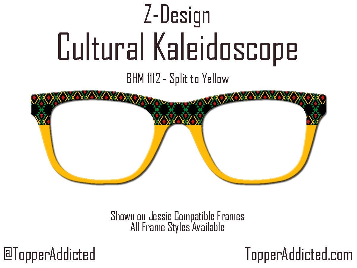 Cultural Kaleidoscope Toppers for Pair Eyewear Compatible for All Frames Available on Metal Toppers. Black History Month Colors.