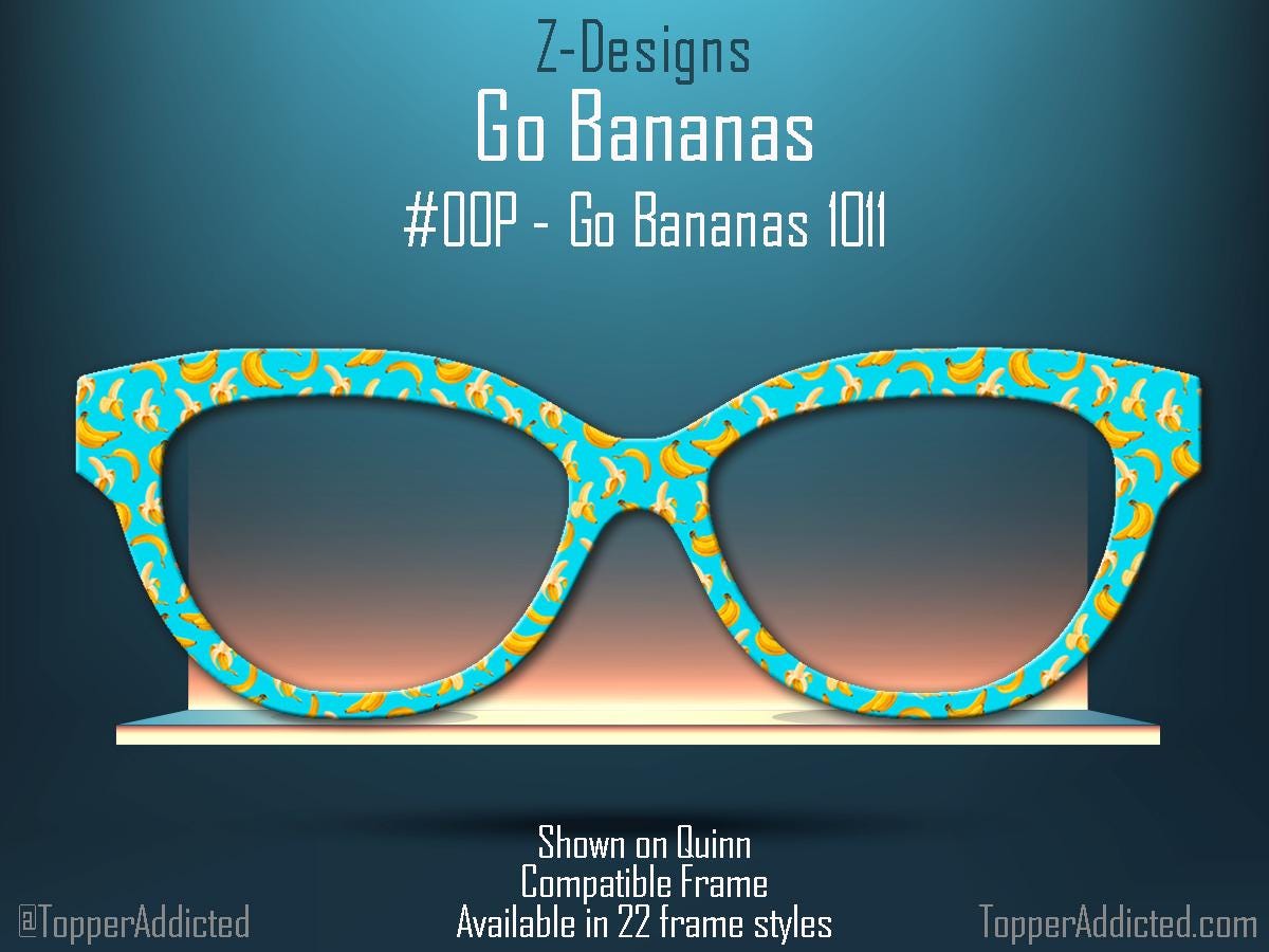 Go Bananas - Fun and Funky Toppers for Pair Eyewear Compatible Top Frame All Styles - Metal Toppers with super Fast Shipping from Texas USA