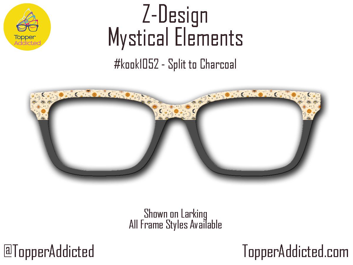 Mystical Elements in Beige, Orange and Charcoal - on Magnetic Glasses Toppers Compatible with Pair Eyewear - All 30 Styles - Fast Shipping.