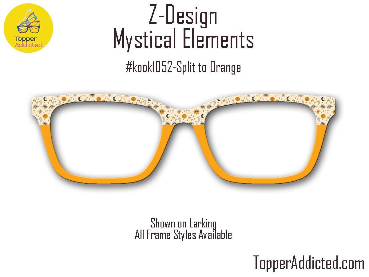 Mystical Elements in Beige, Orange and Charcoal - on Magnetic Glasses Toppers Compatible with Pair Eyewear - All 30 Styles - Fast Shipping.