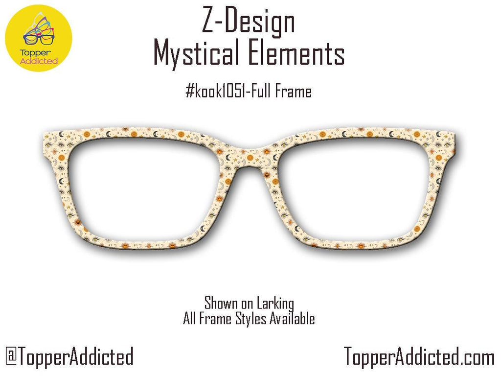 Mystical Elements in Beige, Orange and Charcoal - on Magnetic Glasses Toppers Compatible with Pair Eyewear - All 30 Styles - Fast Shipping.