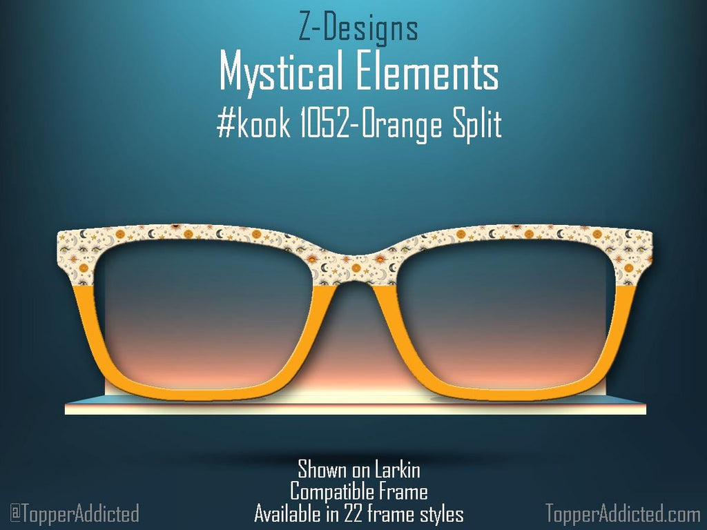 Mystical Elements in Beige, Orange and Charcoal - on Magnetic Glasses Toppers Compatible with Pair Eyewear - All 30 Styles - Fast Shipping.
