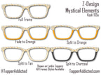 Mystical Elements in Beige, Orange and Charcoal - on Magnetic Glasses Toppers Compatible with Pair Eyewear - All 30 Styles - Fast Shipping.
