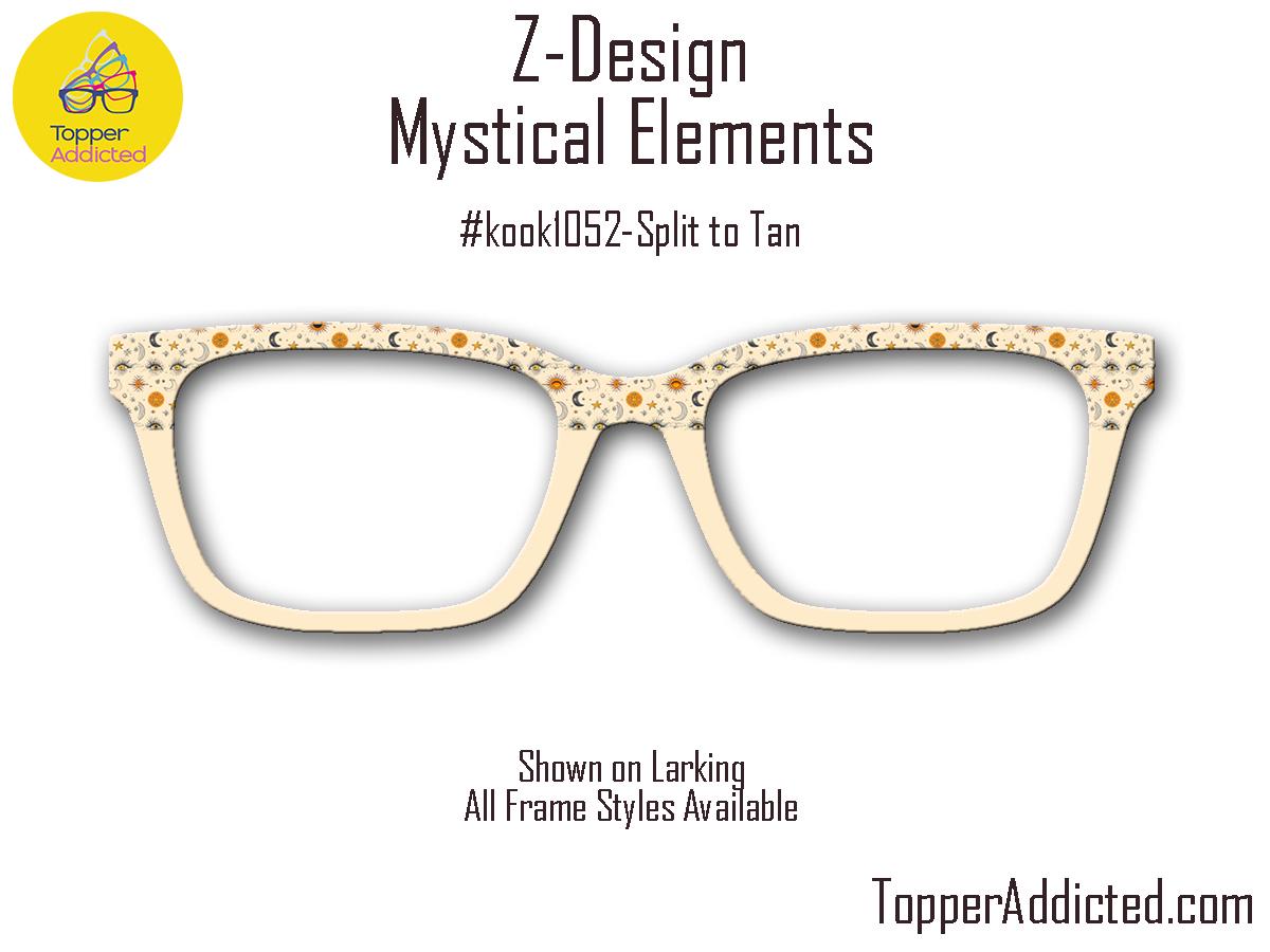 Mystical Elements in Beige, Orange and Charcoal - on Magnetic Glasses Toppers Compatible with Pair Eyewear - All 30 Styles - Fast Shipping.