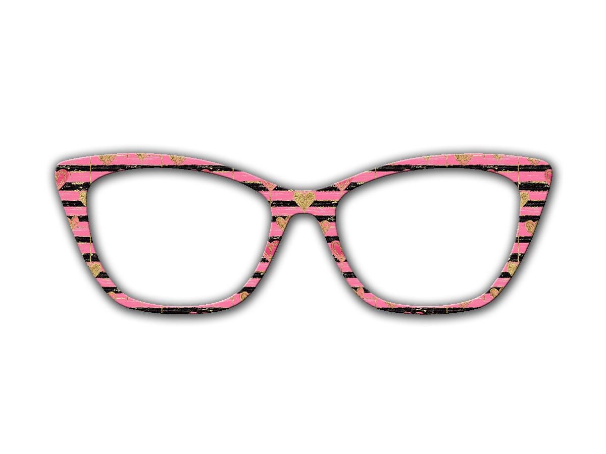 Golden Heartbeat on Pink Valentine Magnetic Top Frame for Pair Eyewear. Beautiful and Bold. Pair Compatible Topper. Fast Shipping.