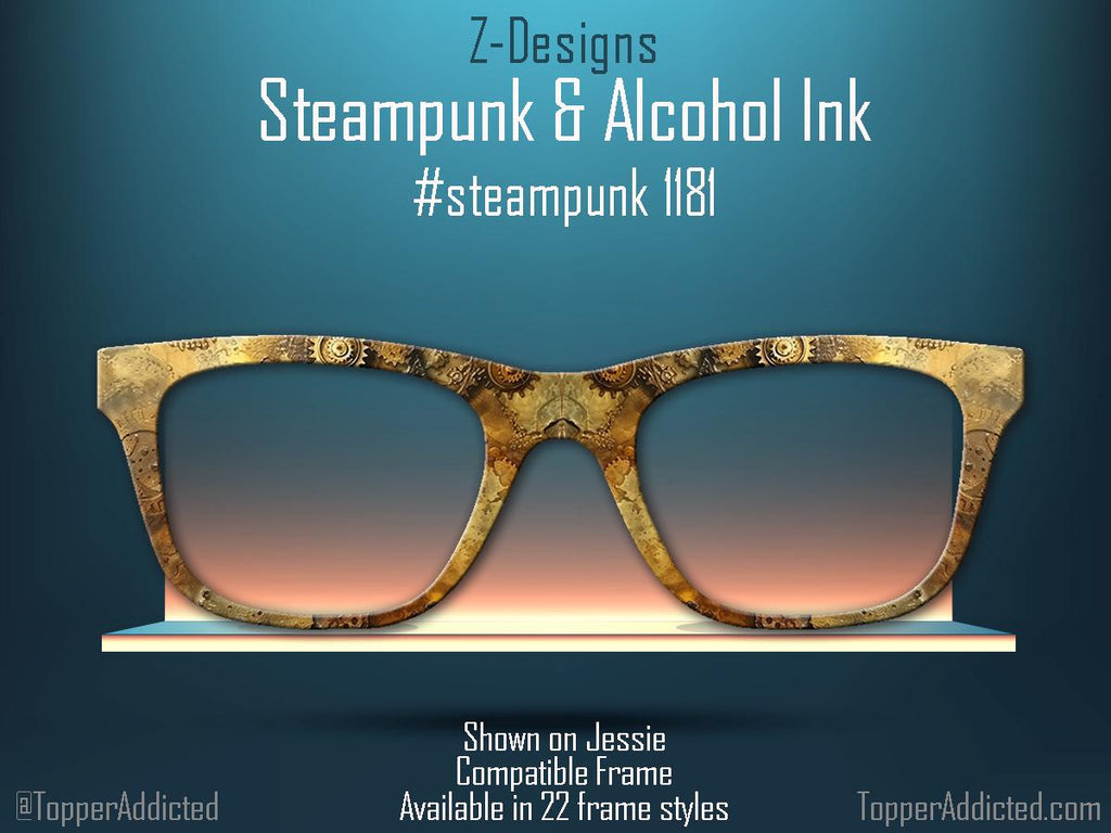 Steampunk Alcohol Ink Metal Magnetic Topper for Pair Eyewear all metal sublimation print toppers - top frames with FAST delivery