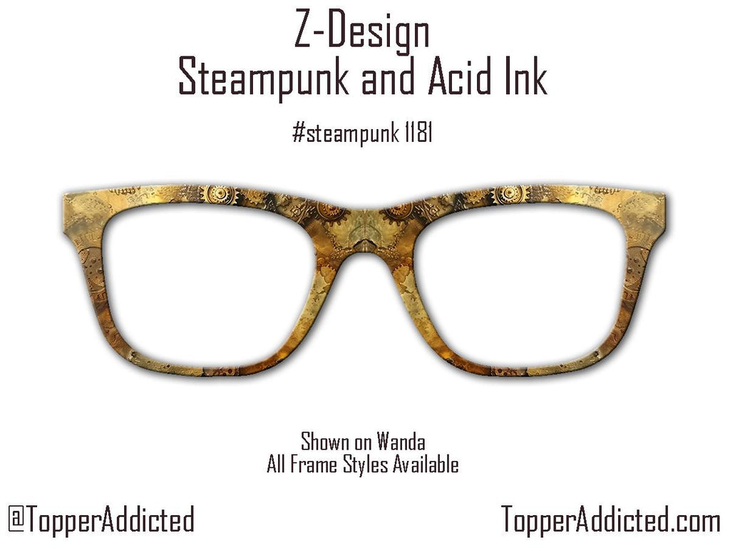 Steampunk Alcohol Ink Metal Magnetic Topper for Pair Eyewear all metal sublimation print toppers - top frames with FAST delivery