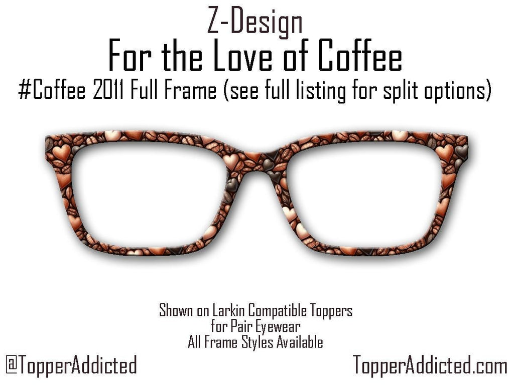 Coffee Bean Heart Print Metal Topper for Pair Eyewear