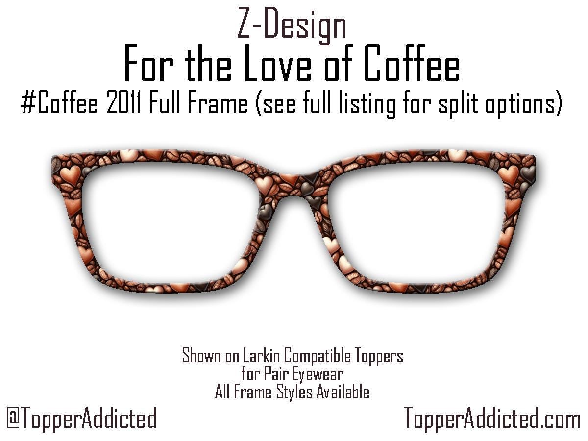 Coffee Bean Heart Print Metal Topper for Pair Eyewear