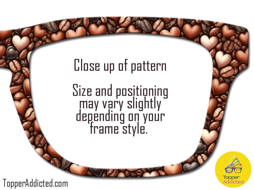 Coffee Bean Heart Print Metal Topper for Pair Eyewear