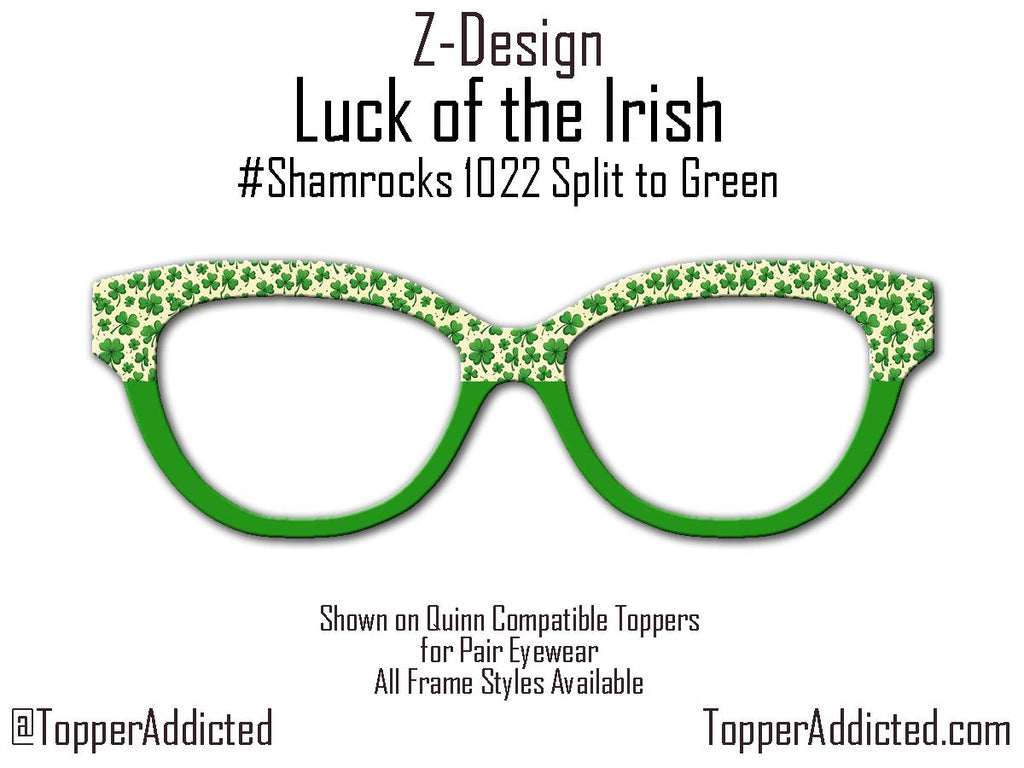 Luck of the Irish - Shamrock Glasses Topper for Pair Eyewear | St. Patrick’s Day Split Green Metal Topper | All Frame Styles & Kirwanda
