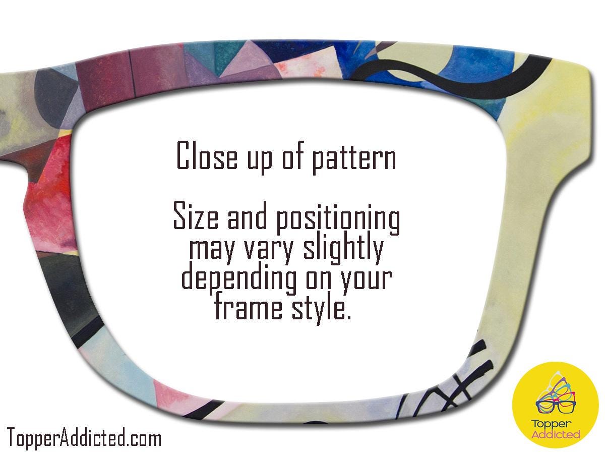 Classic Abstract Art on Pair Eyewear Compatible Toppers - Kandinsky's "Yellow, Red, Blue" magnetic metal topper. Fast Shipping from Texas