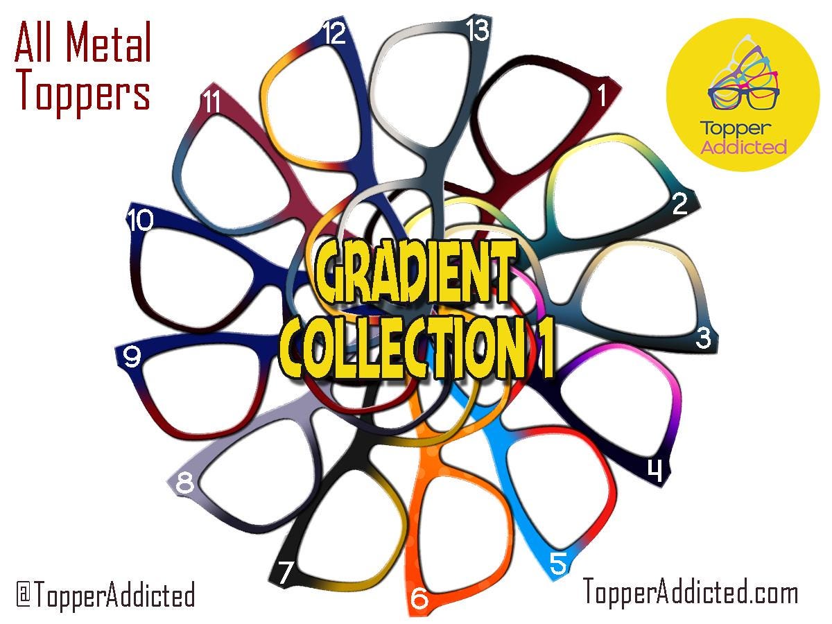 Gradient Metal Magnetic Glasses Toppers – 13 Styles – Subtle to Bold Colors – Everyday & Formal Wear – Pair Eyewear Top Frame Compatible