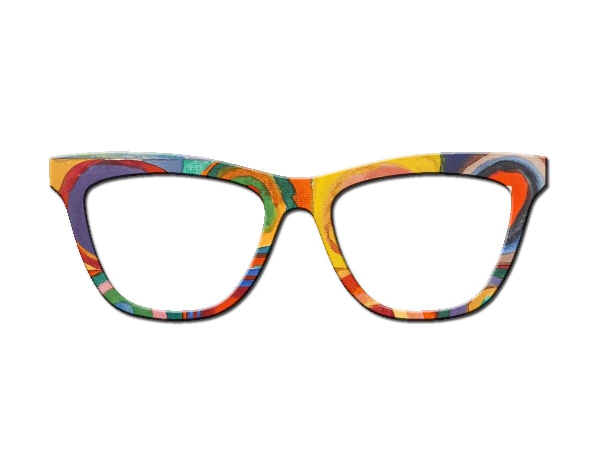 Classic Abstract Art Magnetic Topper for Pair Eyewear - Kandinsky Color Study Squares with Concentric Circles - Bright and Fun toppers