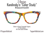 Classic Abstract Art Magnetic Topper for Pair Eyewear - Kandinsky Color Study Squares with Concentric Circles - Bright and Fun toppers