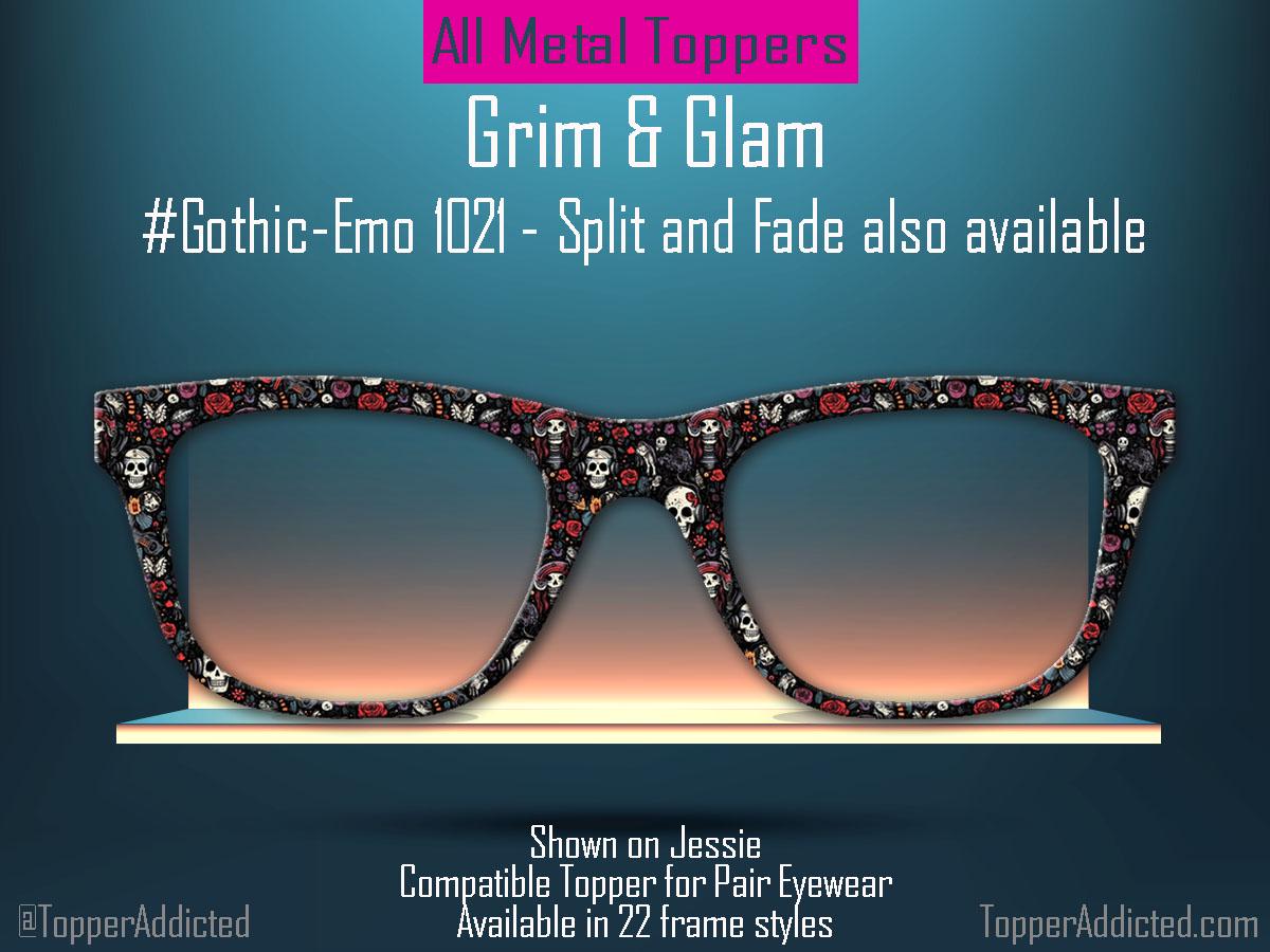 Grim & Glam – Gothic Skull and Roses Magnetic Topper for Pair Eyewear - All Styles - Metal Toppers - Fast Shipping New Top Frames