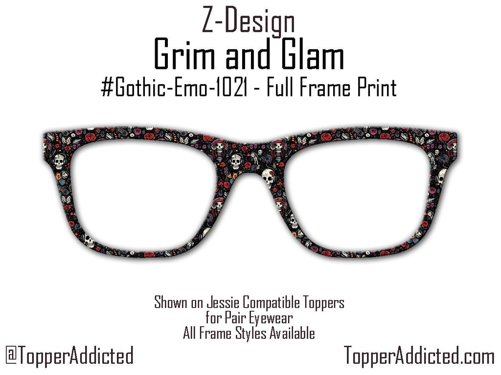 Grim & Glam – Gothic Skull and Roses Magnetic Topper for Pair Eyewear - All Styles - Metal Toppers - Fast Shipping New Top Frames