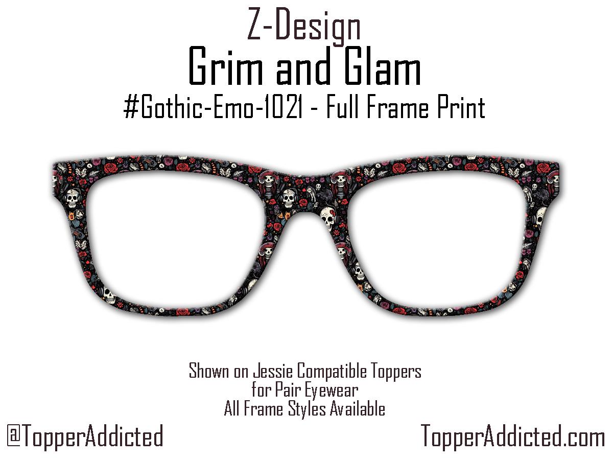 Grim & Glam – Gothic Skull and Roses Magnetic Topper for Pair Eyewear - All Styles - Metal Toppers - Fast Shipping New Top Frames