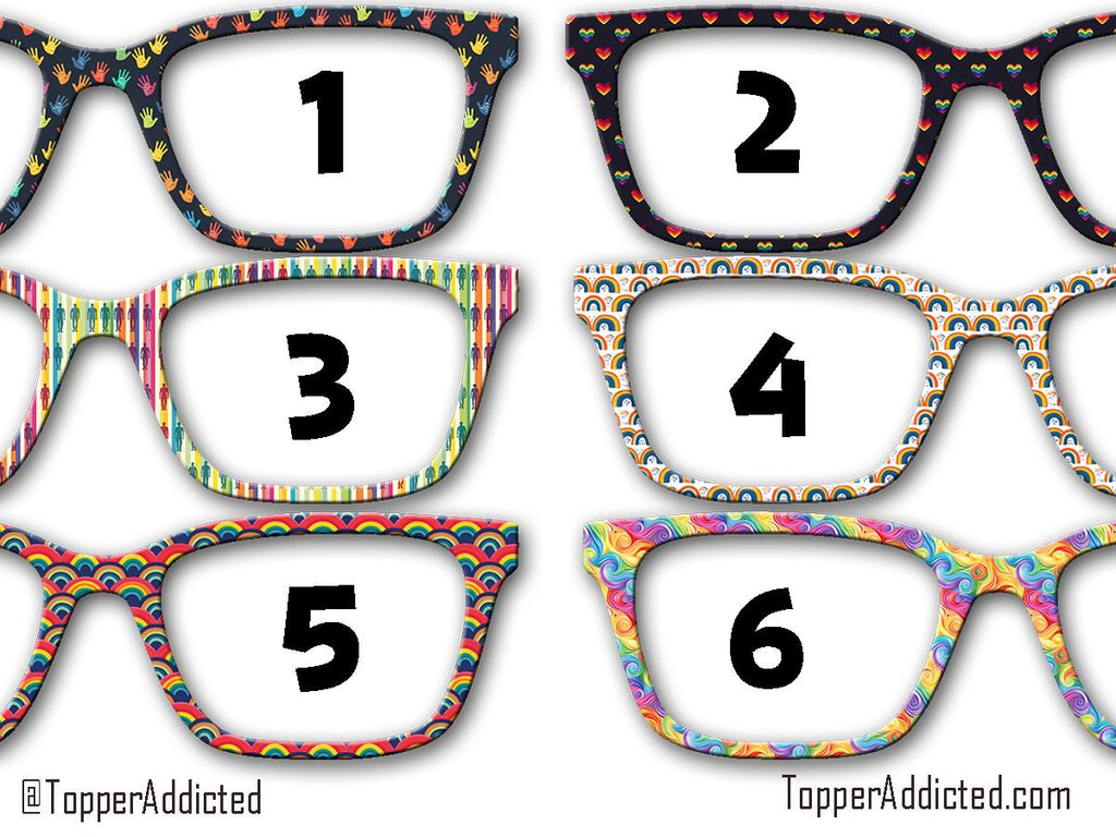 Pride Parade Collection of Metal Magnetic Toppers for Pair Eyewear | 12 Unique Patterns | All Styles | Fast Shipping. LGBTQ+ Rainbows