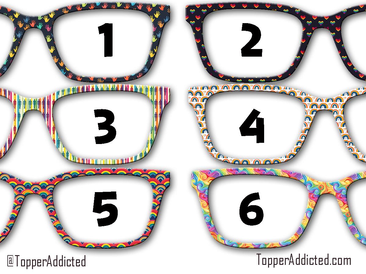 Pride Parade Collection of Metal Magnetic Toppers for Pair Eyewear | 12 Unique Patterns | All Styles | Fast Shipping. LGBTQ+ Rainbows