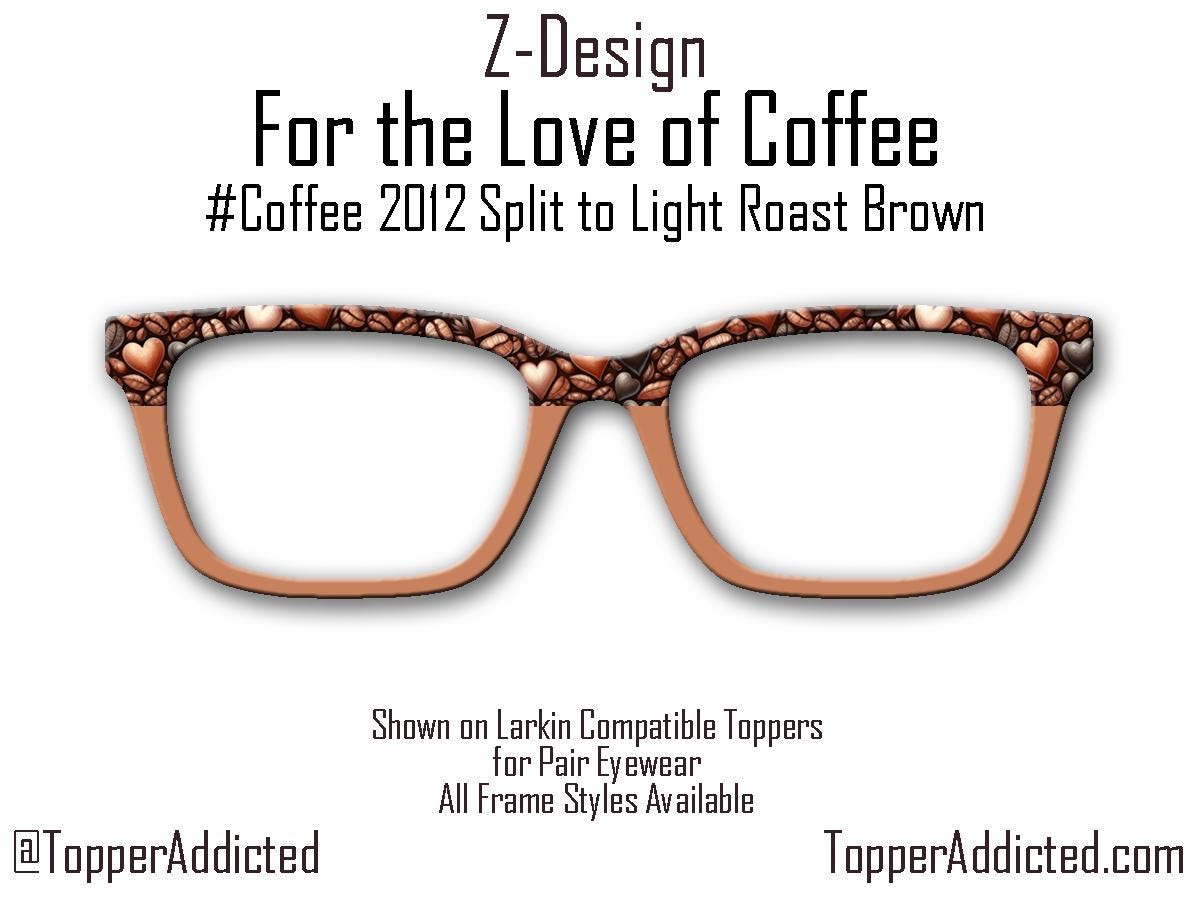 Coffee Bean Heart Print Metal Topper for Pair Eyewear