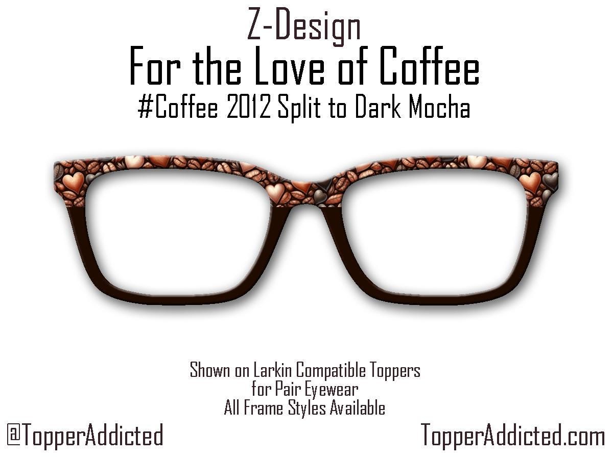 Coffee Bean Heart Print Metal Topper for Pair Eyewear