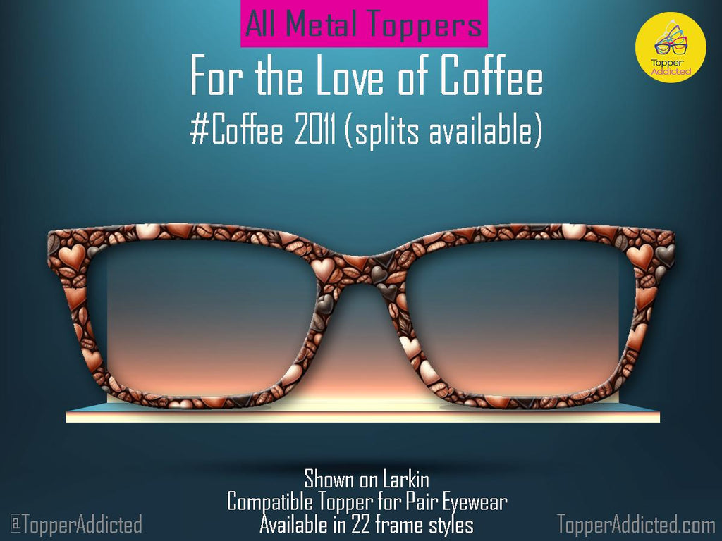 Coffee Bean Heart Print Metal Topper for Pair Eyewear
