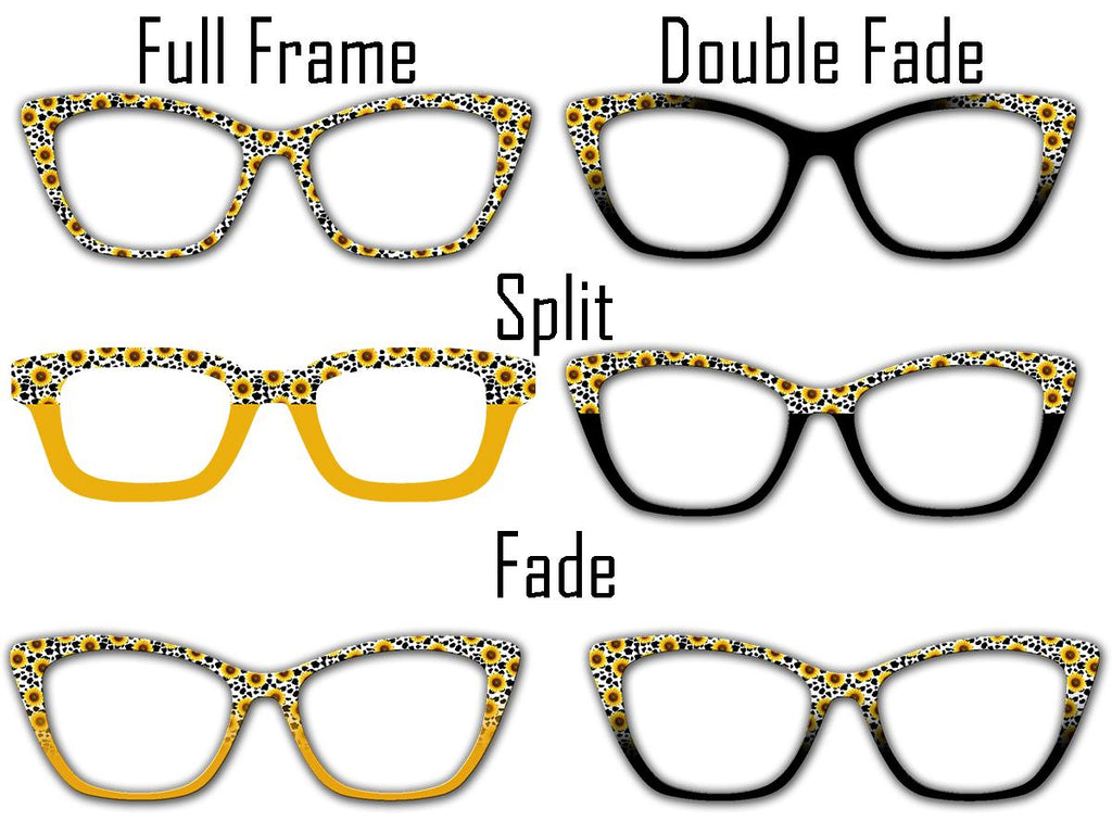 Sunflowers & Cow Spots Magnetic Glasses Topper – Customizable Fades and Splits Compatible with Pair Eyewear. All Metal. Fast Shipping.