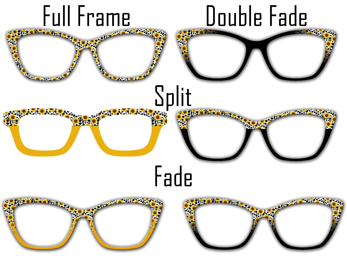 Sunflowers & Cow Spots Magnetic Glasses Topper – Customizable Fades and Splits Compatible with Pair Eyewear. All Metal. Fast Shipping.