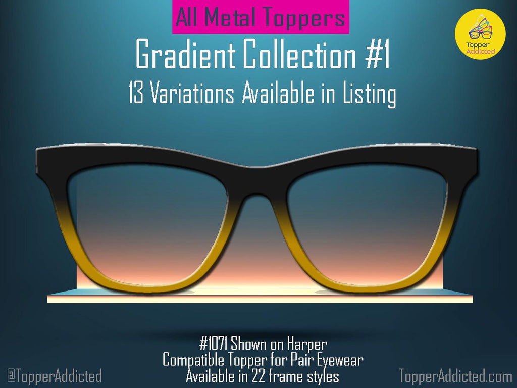 Gradient Metal Magnetic Glasses Toppers – 13 Styles – Subtle to Bold Colors – Everyday & Formal Wear – Pair Eyewear Top Frame Compatible