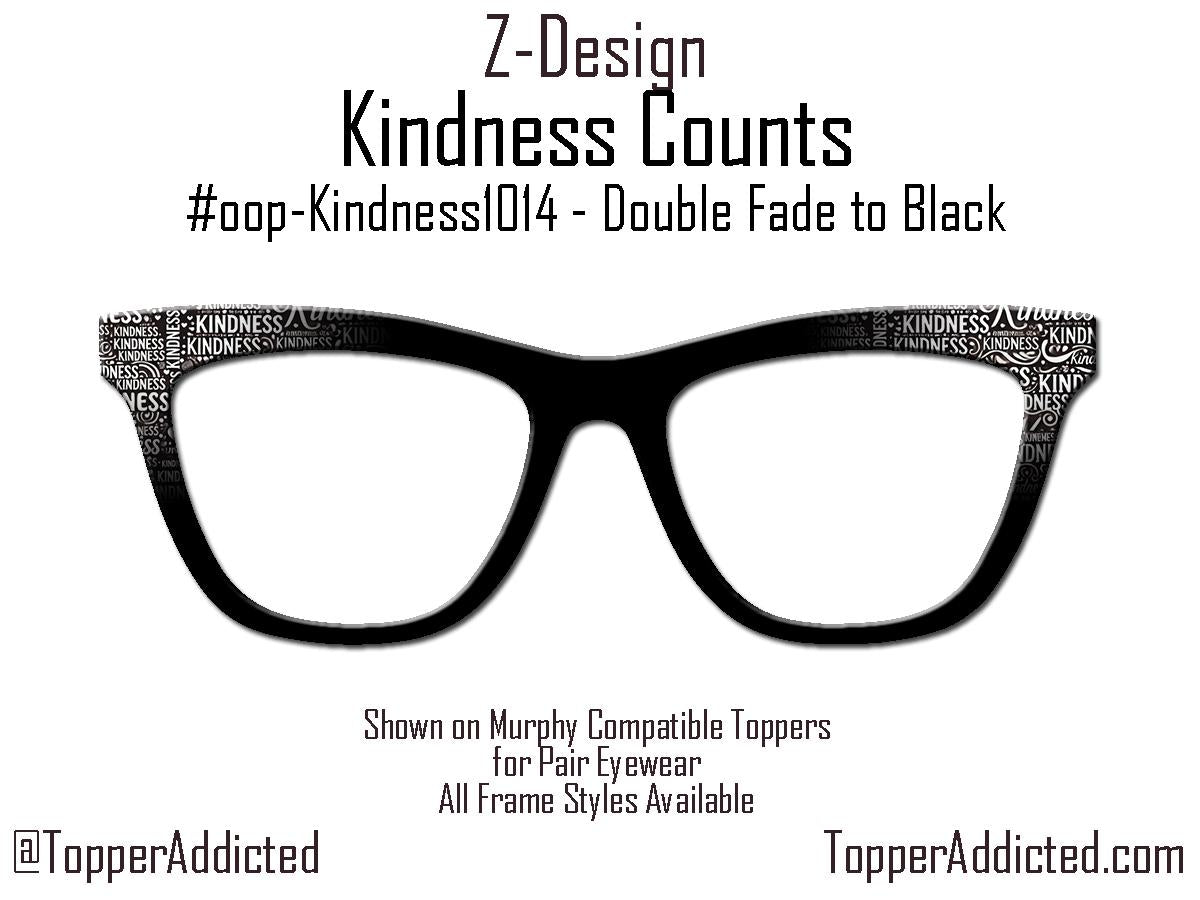 Kindness Counts Pair Eyewear Magnetic Toppers – Word Cloud Design, Black & White, Full Frame, Special pricing for next 50 sold.