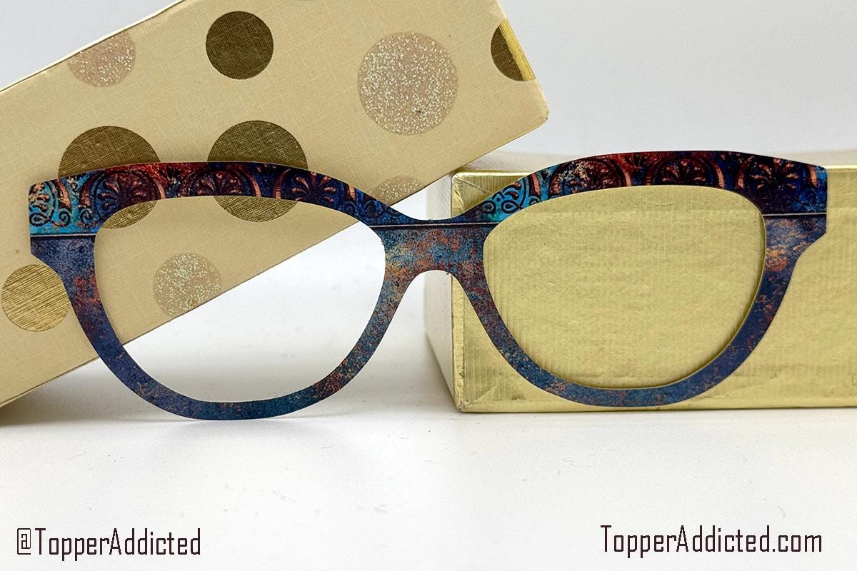 Distressed Copper Patina Print with Border for Pair Eyewear Compatible Magnetic Toppers - Metal Topper